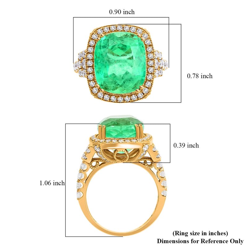 One Of A Kind Certified & Appraised Iliana 18K Yellow Gold AAAA Colombian Emerald and G-H SI Diamond Ring (Size 7.0) 6.70 Grams 9.10 ctw