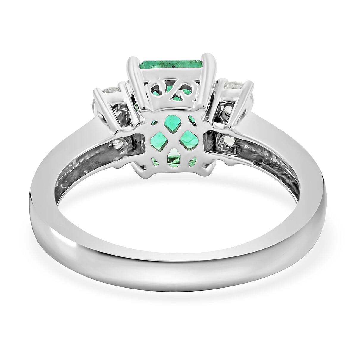 One Of A Kind Certified & Appraised Rhapsody 950 Platinum AAAA Boyaca Colombian Emerald and Diamond Ring (Size 7.0) 6.54 Grams 2.30 ctw