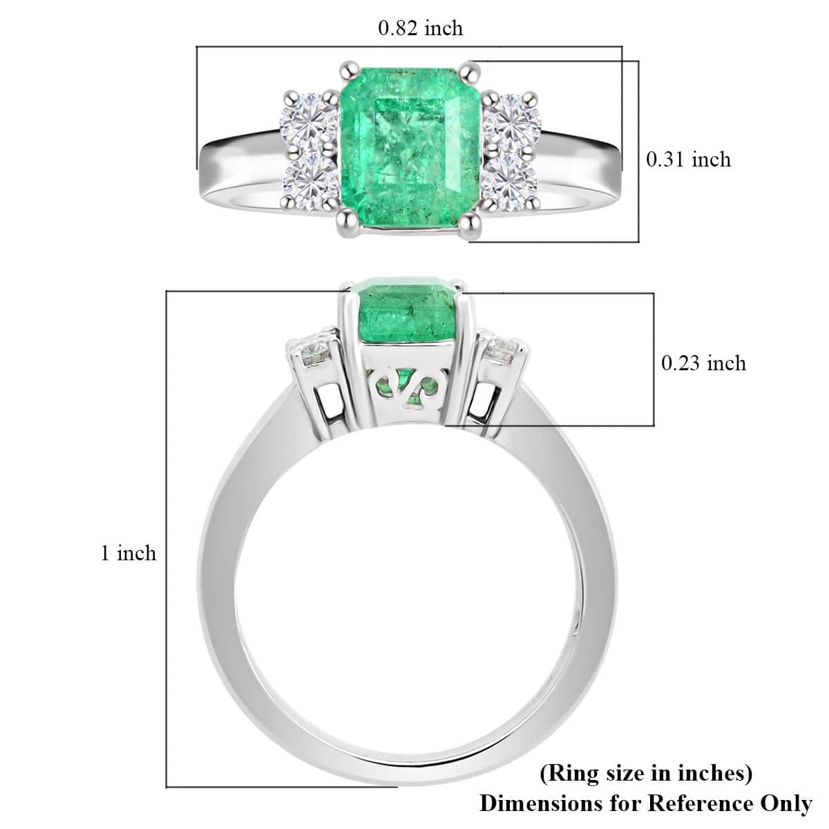 One Of A Kind Certified & Appraised Rhapsody 950 Platinum AAAA Boyaca Colombian Emerald and Diamond Ring (Size 7.0) 6.54 Grams 2.30 ctw image number 5