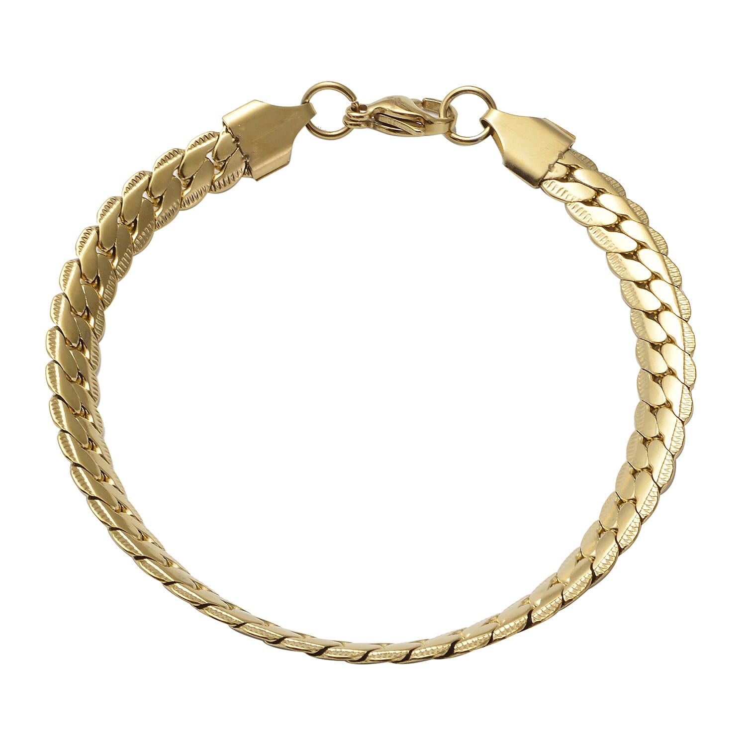 Curb Bracelet (8.50 in) and Necklace 24.00 Inches in ION Plated Yellow Gold Stainless Steel