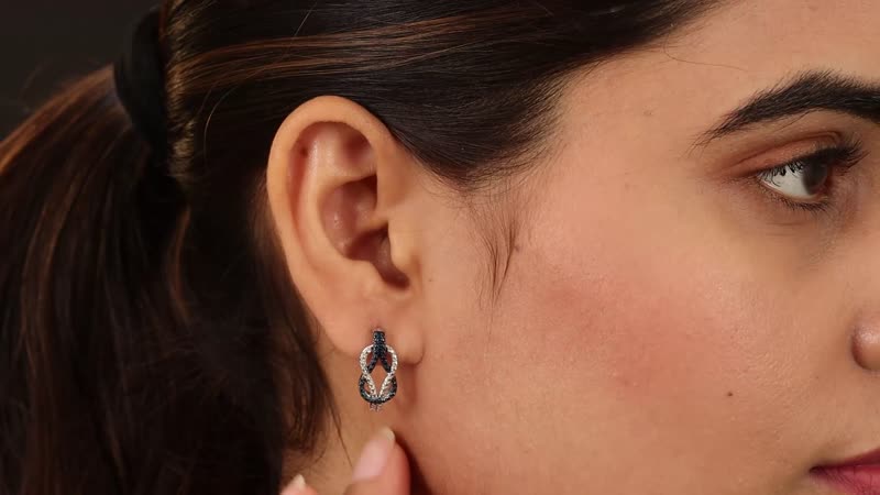 Blue Diamond Accent Earrings in Rhodium and Platinum Over Sterling Silver