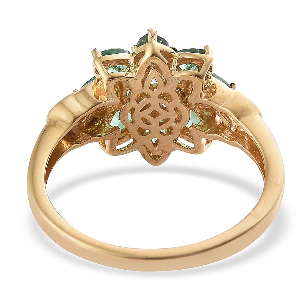 Emeraldine Apatite Floral Ring in 14K Yellow Gold Over Sterling Silver (Size 8.0) 2.00 ctw