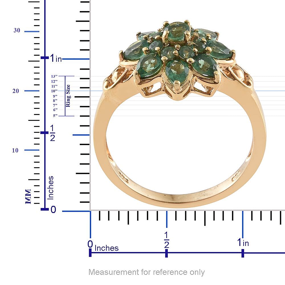 Emeraldine Apatite Floral Ring in 14K Yellow Gold Over Sterling Silver (Size 8.0) 2.00 ctw