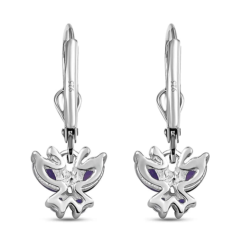 D'Joy Catalina Iolite 0.75 ctw Earrings, Butterfly Earrings, Stainless Steel & Sterling Silver Earrings, Iolite Butterfly Earrings