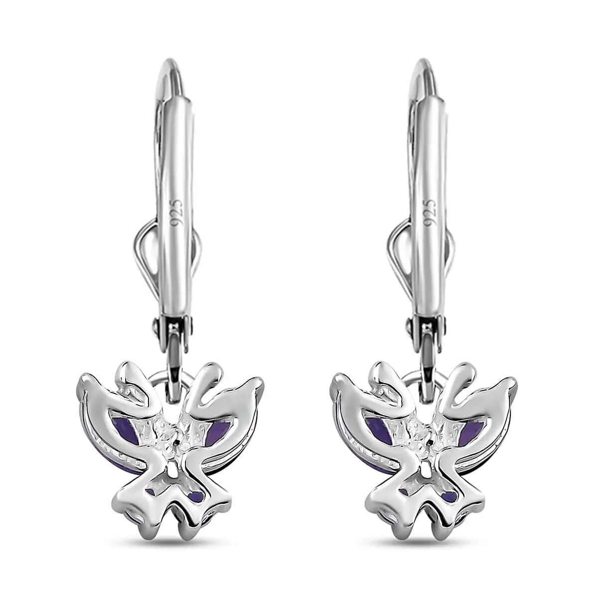Catalina Iolite Earrings | Butterfly Earrings| Stainless Steel & Sterling Silver Earrings| Iolite Butterfly Earrings 0.75 ctw image number 5