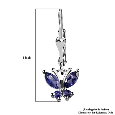 D'Joy Catalina Iolite 0.75 ctw Earrings, Butterfly Earrings, Stainless Steel & Sterling Silver Earrings, Iolite Butterfly Earrings