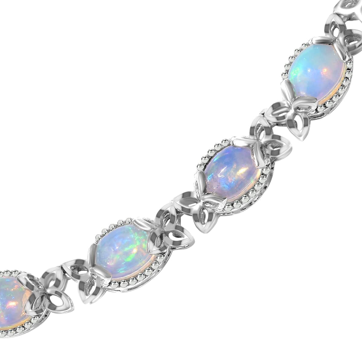 Ethiopian Opal Necklace in Platinum Over Sterling Silver, Welo Opal Jewelry, Silver Necklace, Celtic Knot Designs 18.45 ctw (18 in) image number 2