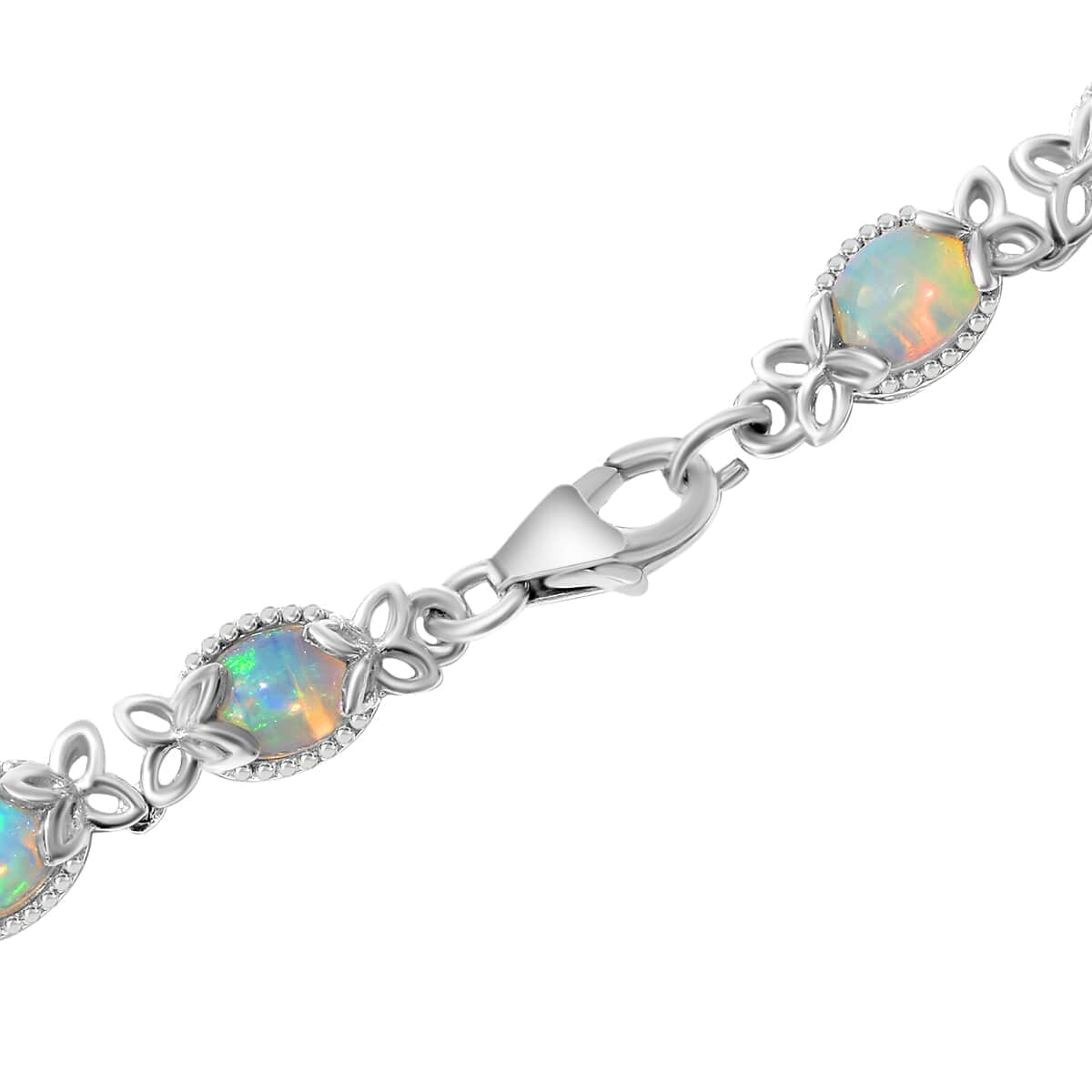 Ethiopian Opal Necklace in Platinum Over Sterling Silver, Welo Opal Jewelry, Silver Necklace, Celtic Knot Designs 18.45 ctw (18 in) image number 3