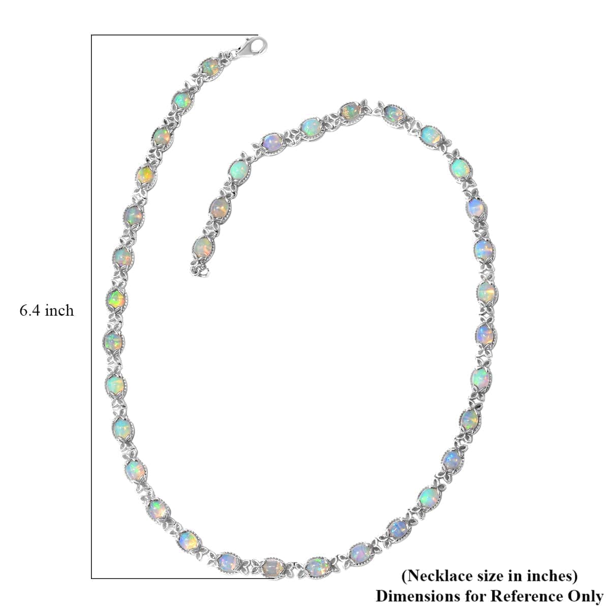 Ethiopian Opal Necklace in Platinum Over Sterling Silver, Welo Opal Jewelry, Silver Necklace, Celtic Knot Designs 18.45 ctw (18 in) image number 4