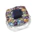 Kanchanaburi Blue Sapphire, Multi Gemstone Platinum Over Sterling Silver Ring (Size 7.0) 11.11 ctw image number 0