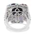 Kanchanaburi Blue Sapphire, Multi Gemstone Platinum Over Sterling Silver Ring (Size 7.0) 11.11 ctw image number 3