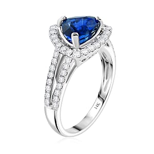 Limited Edition 14K White Gold Madagascar Blue Sapphire and Diamond Ring (Size 7.0) 3.26 Grams 2.63 ctw
