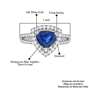 Limited Edition 14K White Gold Madagascar Blue Sapphire and Diamond Ring (Size 7.0) 3.26 Grams 2.63 ctw