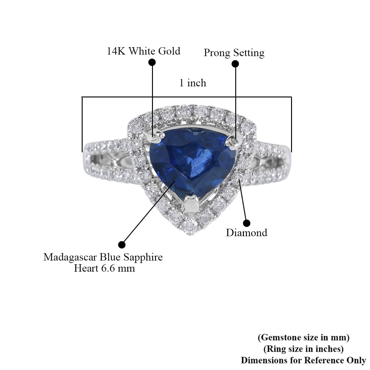 Limited Edition 14K White Gold Madagascar Blue Sapphire and Diamond Ring (Size 7.0) 3.26 Grams 2.63 ctw image number 3