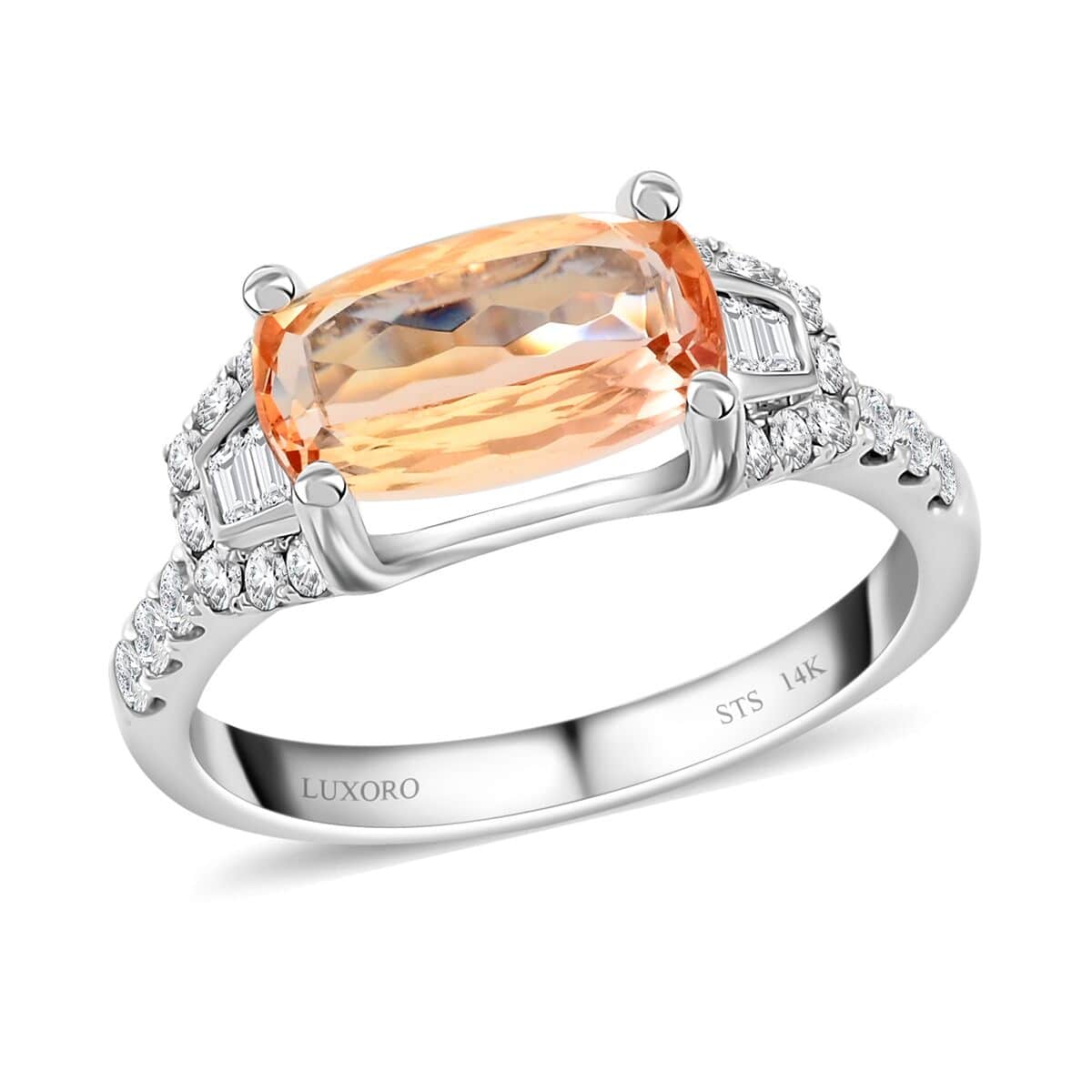 One Of A Kind Luxoro 14K White Gold AAAA Imperial Topaz and G-H S1 Diamond Ring (Size 7.0) 2.88 ctw image number 0