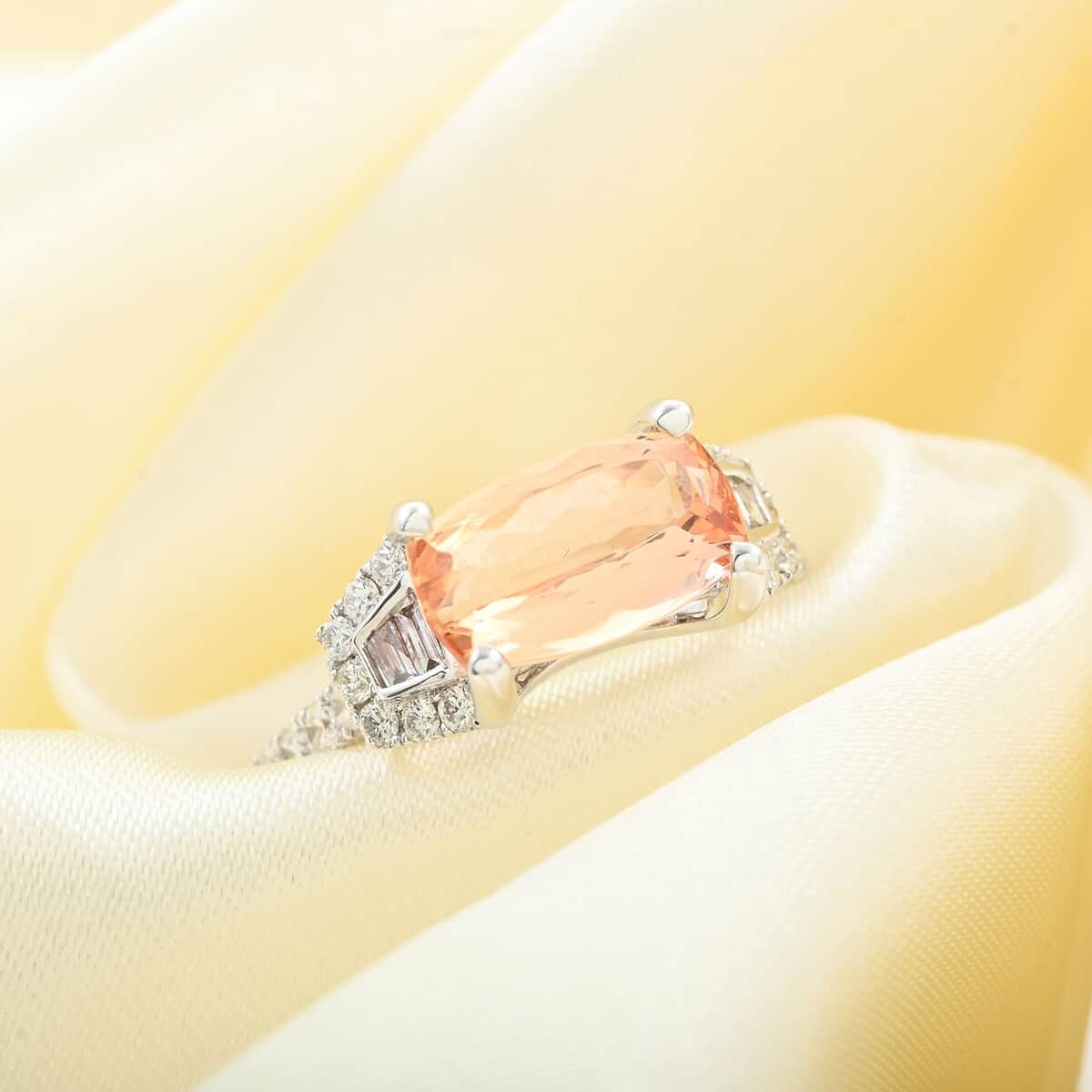 One Of A Kind Luxoro 14K White Gold AAAA Imperial Topaz and G-H S1 Diamond Ring (Size 7.0) 2.88 ctw image number 1