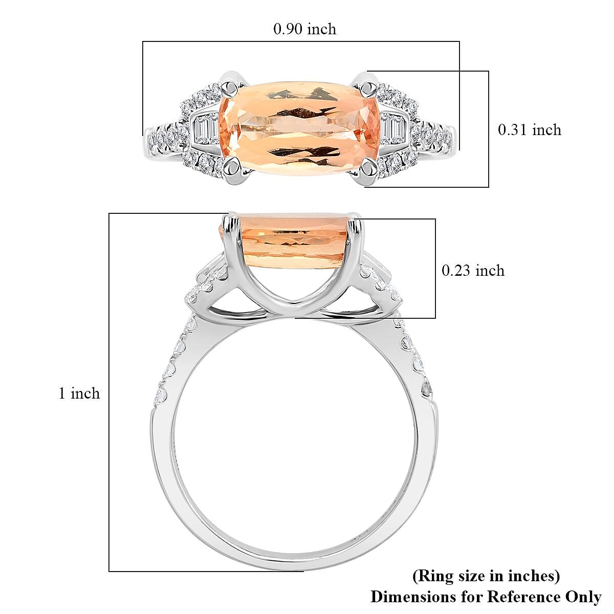 One Of A Kind Luxoro 14K White Gold AAAA Imperial Topaz and G-H S1 Diamond Ring (Size 7.0) 2.88 ctw
