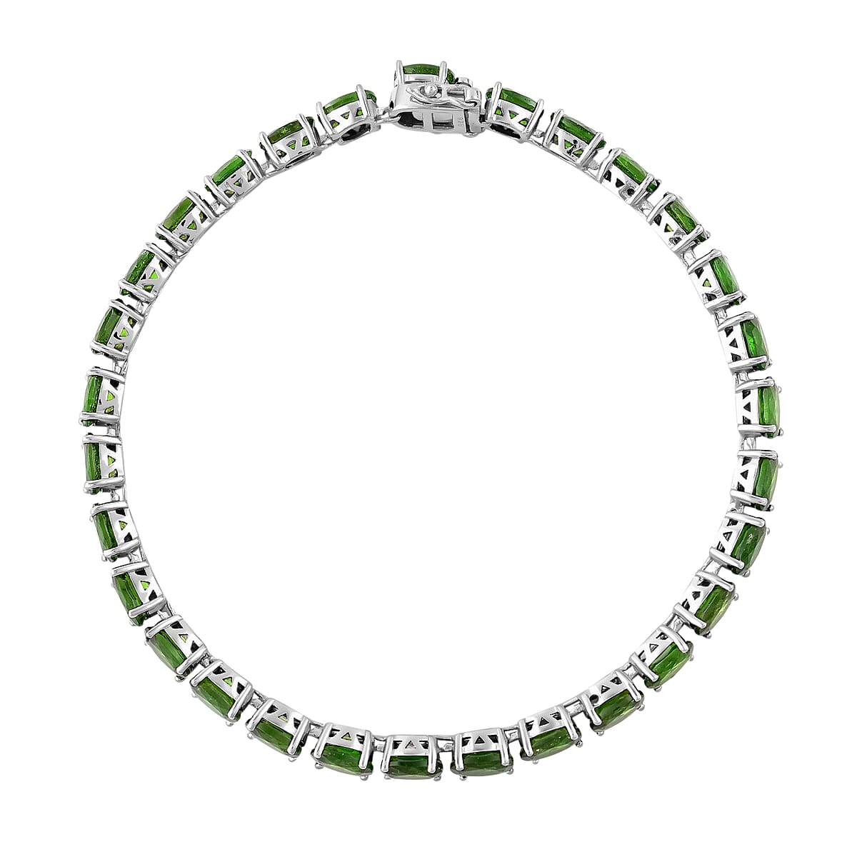 Natural Chrome Diopside Faceted Bracelet in Sterling Silver, Silver Tennis, Anniversary Gifts For Her (7.50 In) 15.30 ctw image number 1