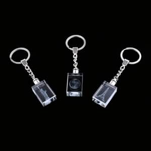 Set of 3 Earth, Statue of Liberty and Eiffel Tower Crystal Keychains with LED Light