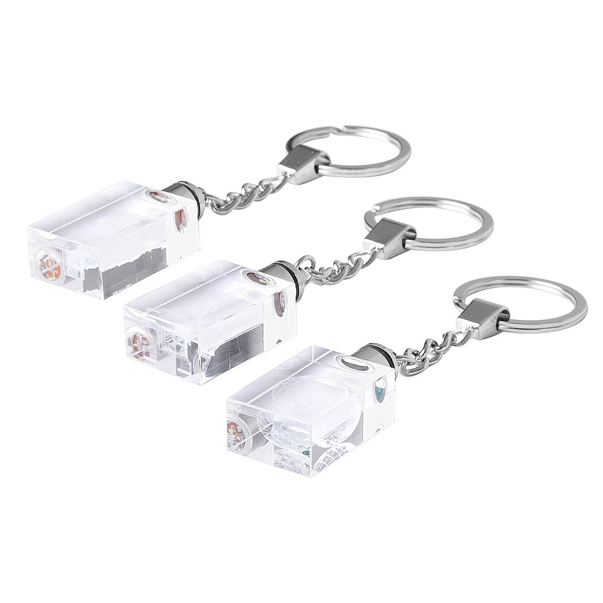Set of 3 Earth, Statue of Liberty and Eiffel Tower Crystal Keychains with LED Light