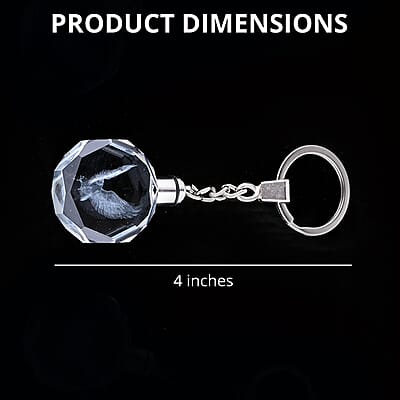 Set of 3 Elephant, Eagle and Dog Crystal Keychains with LED Light