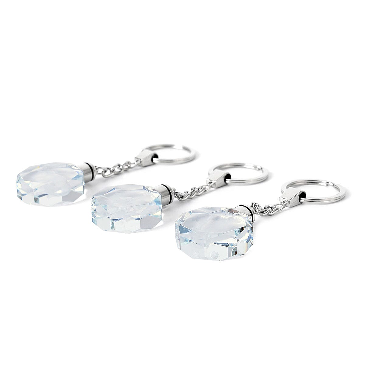 Set of 3 Elephant, Eagle and Dog Crystal Keychains with LED Light