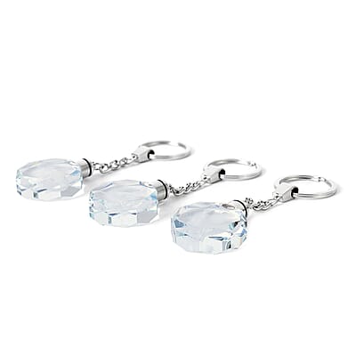 Set of 3 Elephant, Eagle and Dog Crystal Keychains with LED Light