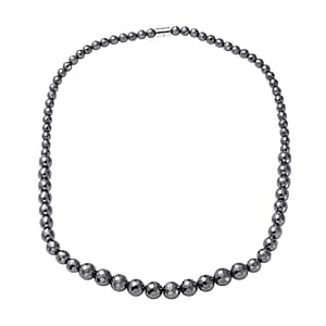 Black Hematite 429.50 ctw Beaded Drop Earrings and Necklace 20 Inches in Stainless Steel