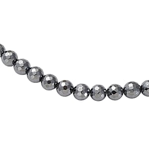 Black Hematite 429.50 ctw Beaded Drop Earrings and Necklace 20 Inches in Stainless Steel