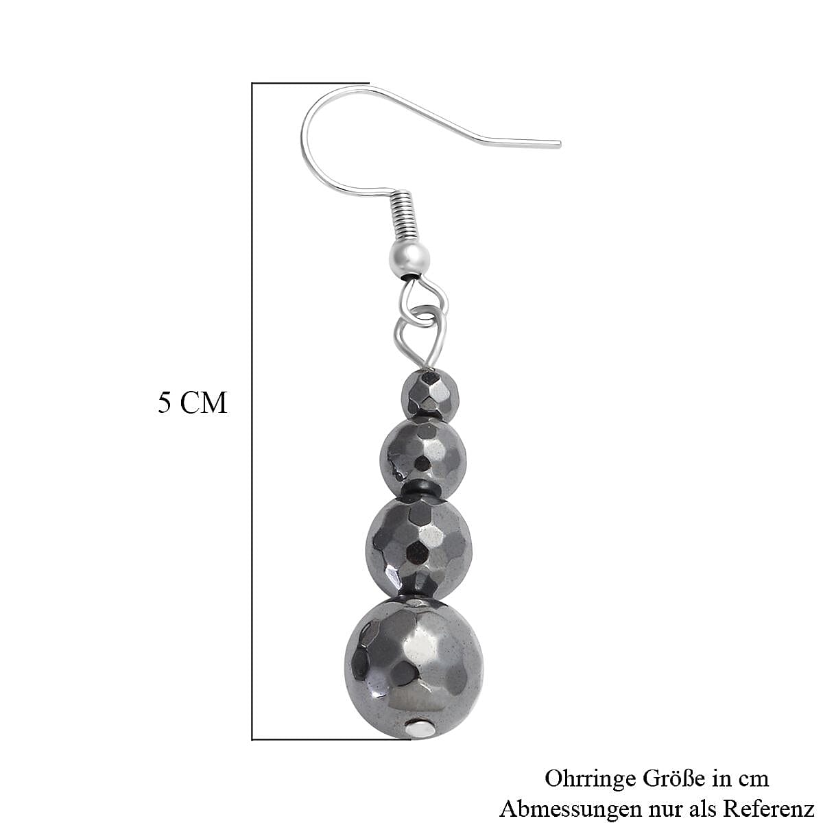 Black Hematite 429.50 ctw Beaded Drop Earrings and Necklace 20 Inches in Stainless Steel