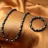 Hematite Beaded Stretch Bracelet and Necklace with Magnetic Clasp (20.00 Inches) in Silvertone 599.50 ctw image number 1