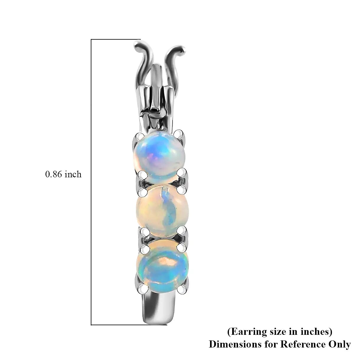 D'Joy Premium Ethiopian Earrings in Platinum Over Sterling Silver, Welo Opal Jewelry, Opal Silver Hoops 1.15 ctw