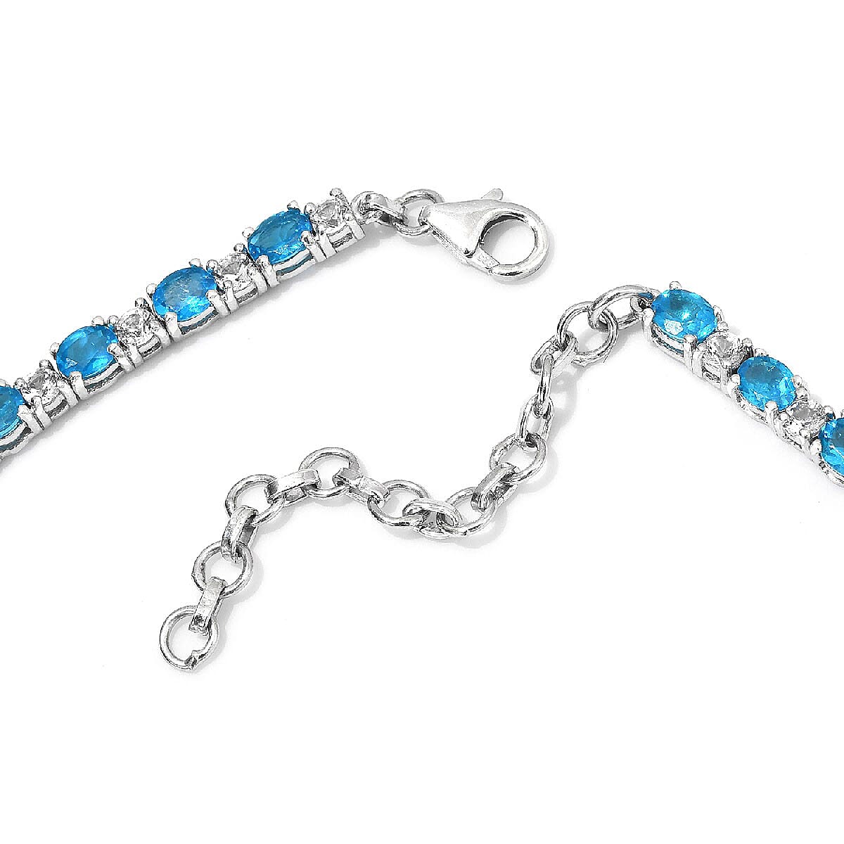 Malgache Neon Apatite and White Topaz Line Necklace 18 Inches in Platinum Over Sterling Silver 26.35 ctw