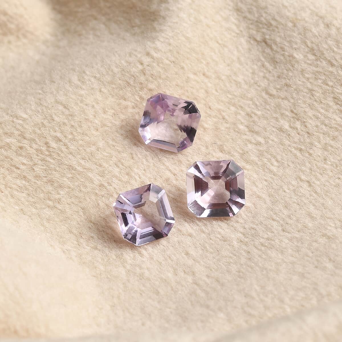 Asscher Cut Rose De France Amethyst Set of 3 (Oct 6x6 mm) 2.64 ctw Loose Gemstone image number 1