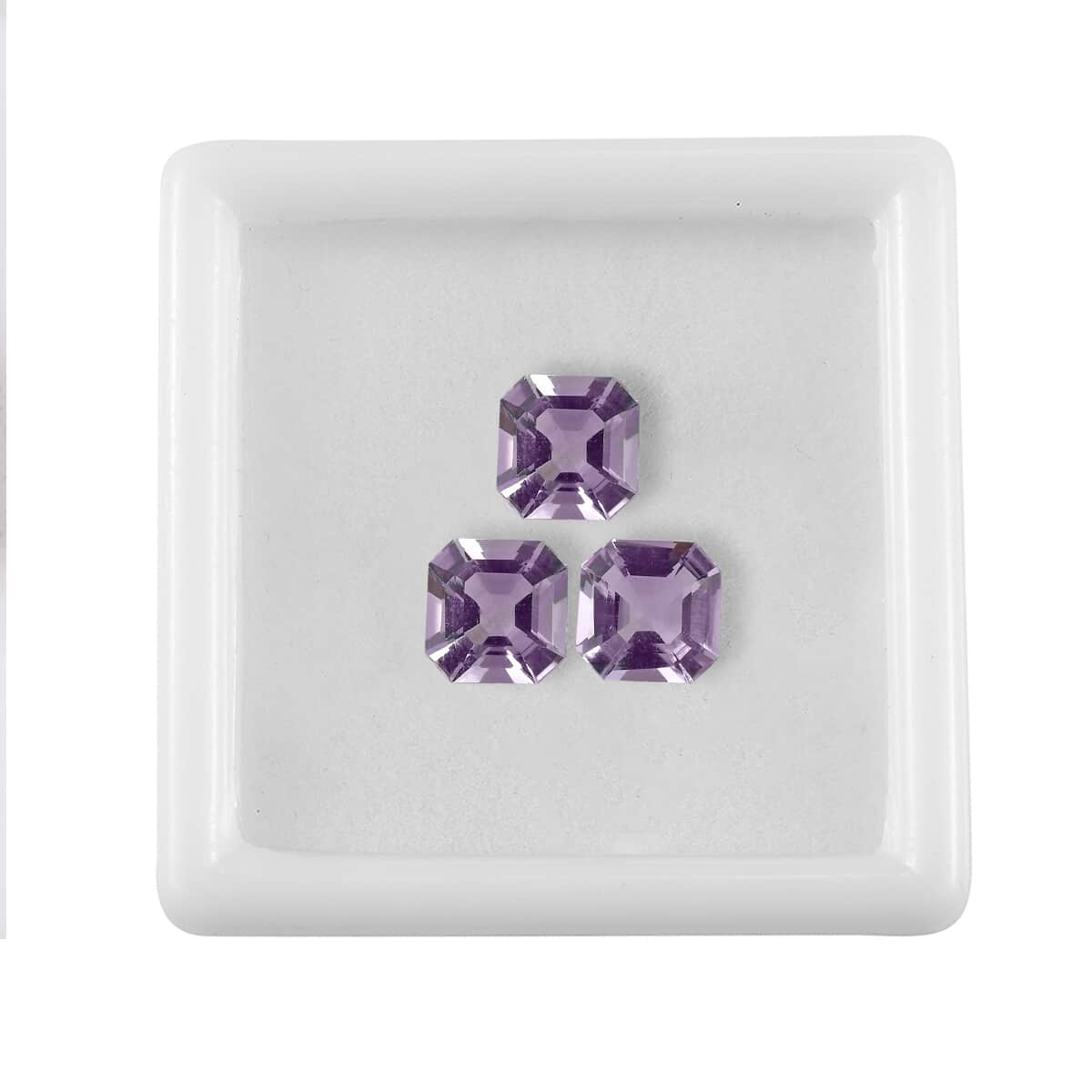 Asscher Cut Rose De France Amethyst Set of 3 (Oct 6x6 mm) 2.64 ctw Loose gemstone image number 3