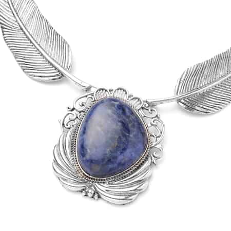 Sodalite Necklace 18-20 Inches in Black Oxidized Silvertone 100.00 ctw image number 2