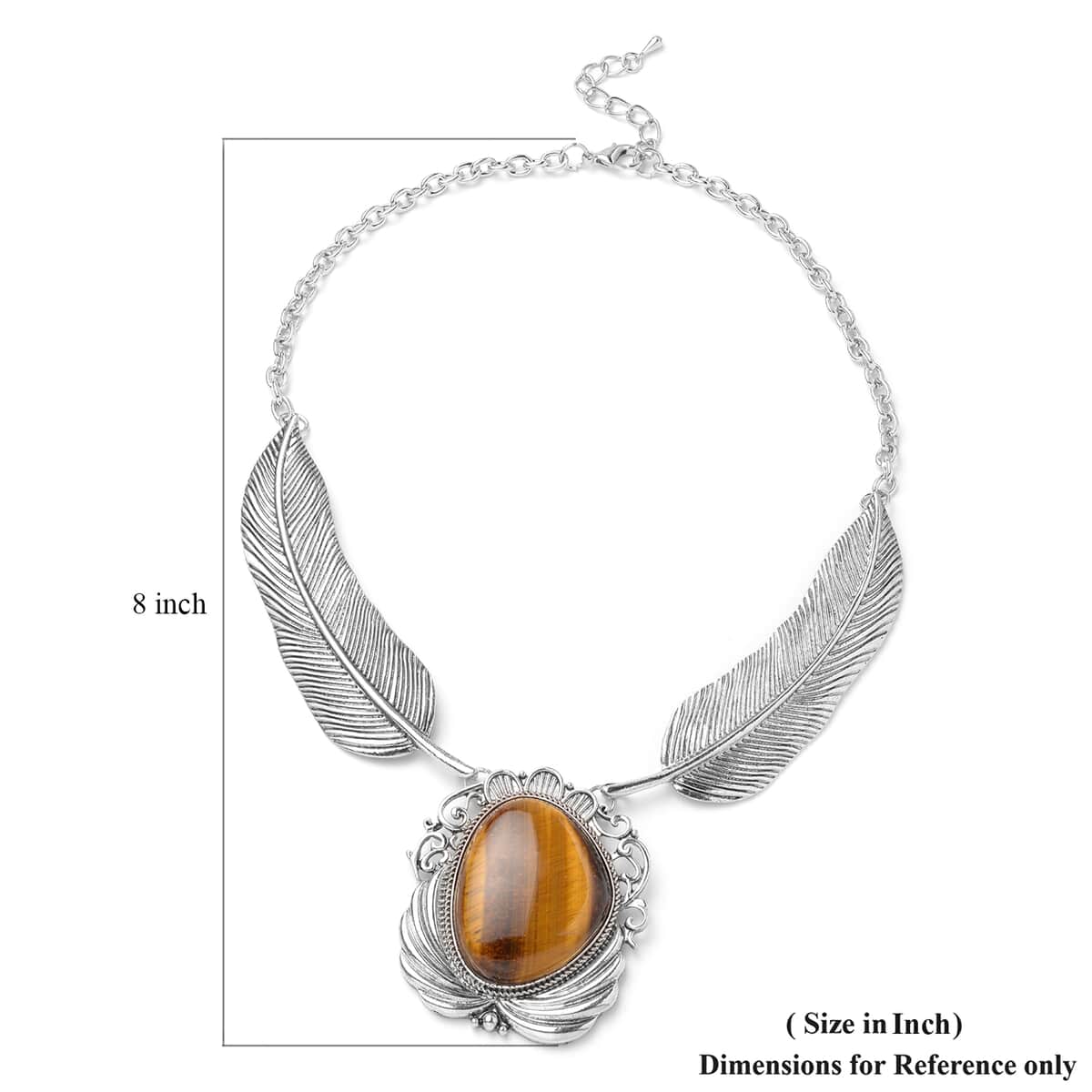 Tiger's Eye Necklace in Black Oxidized Silvertone| Solitaire Necklace For Women| Unique Birthday Gifts 100.00 ctw (18-20 Inches) image number 4
