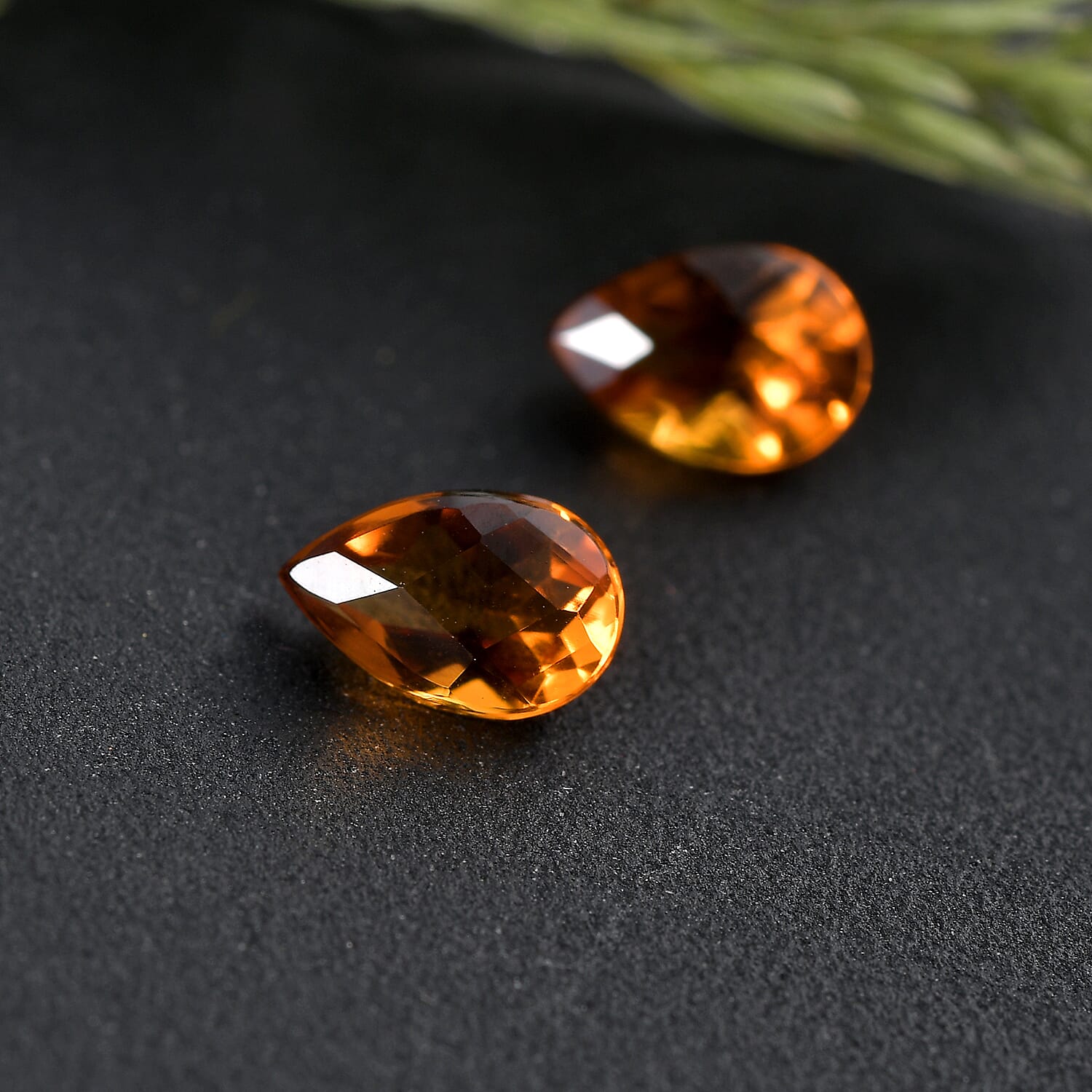 Santa Ana Madeira Citrine Set of 2 (Pear 6x4 mm) 0.66 ctw Loose Gemstone