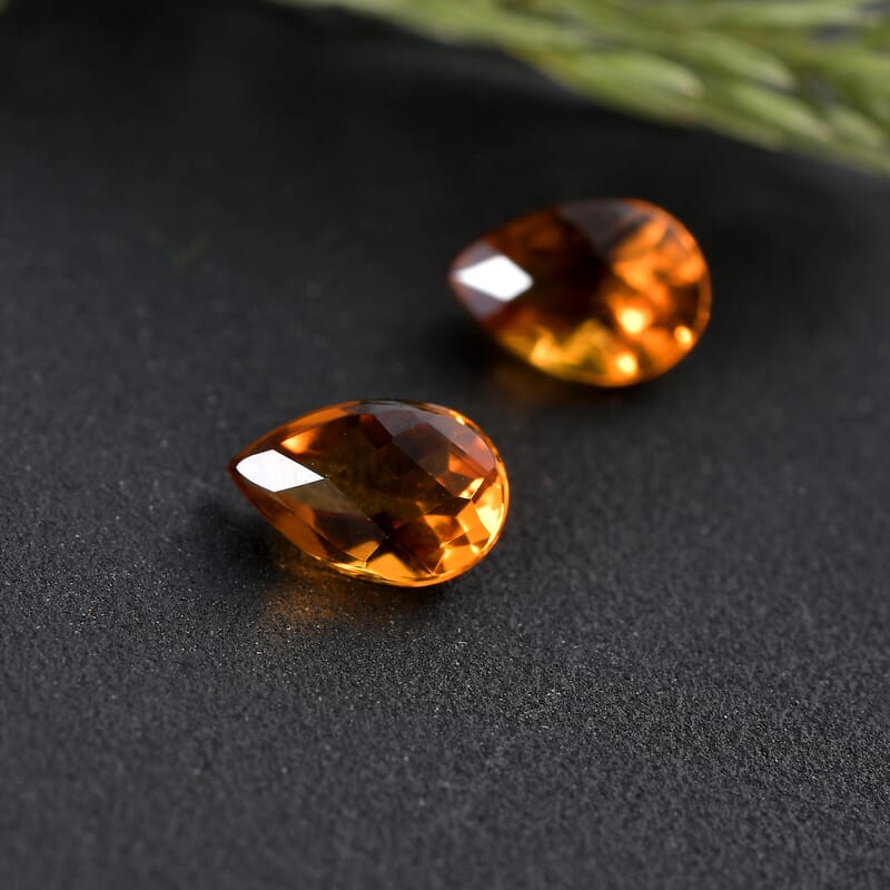 Santa Ana Madeira Citrine Set of 2 (Pear 6x4 mm) 0.66 ctw Loose Gemstone