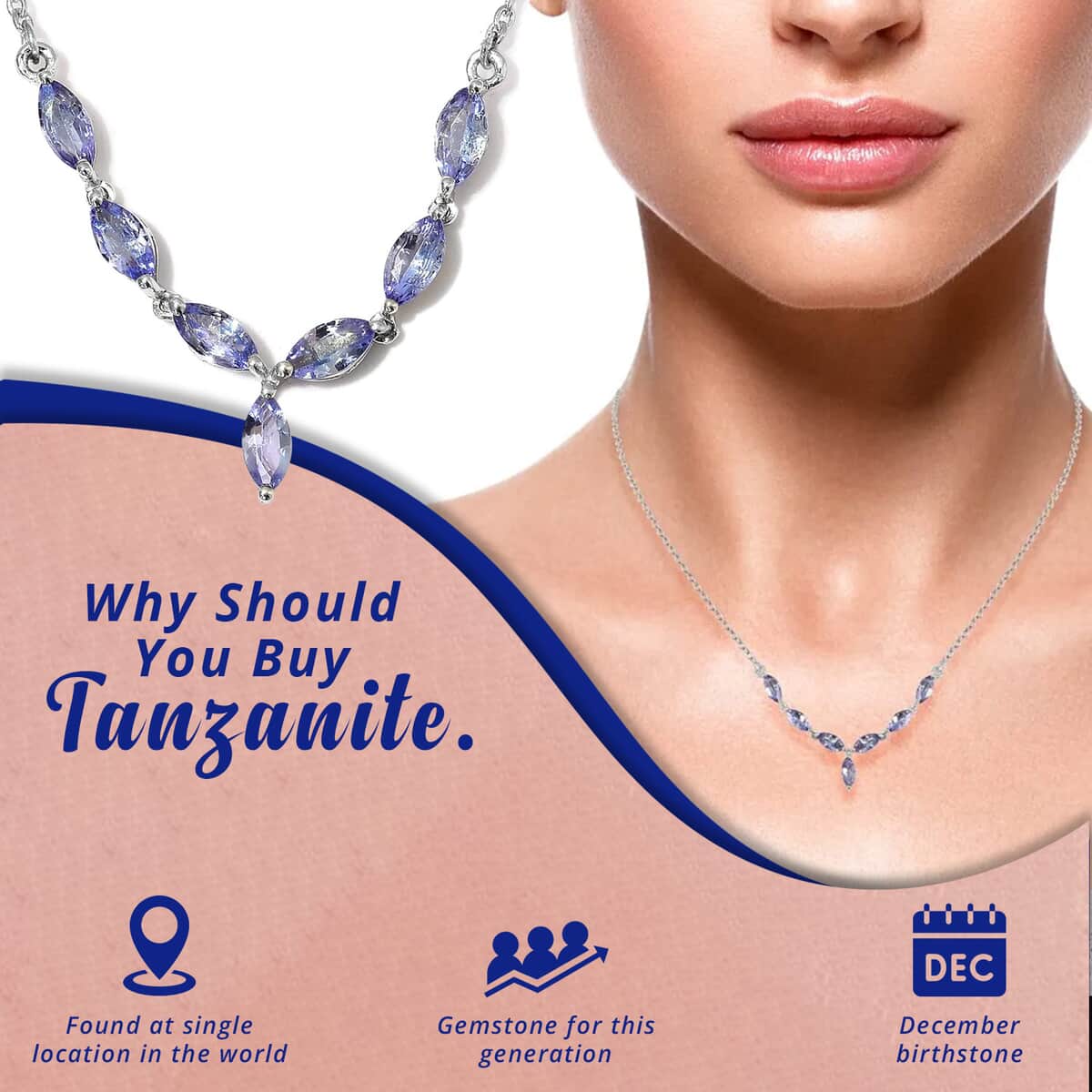 Tanzanite Necklace in Platinum Plated Sterling Silver, Tanzanite Drop Necklace, Tanzanite Silver Necklace, Wedding Gifts 1.75 ctw image number 2