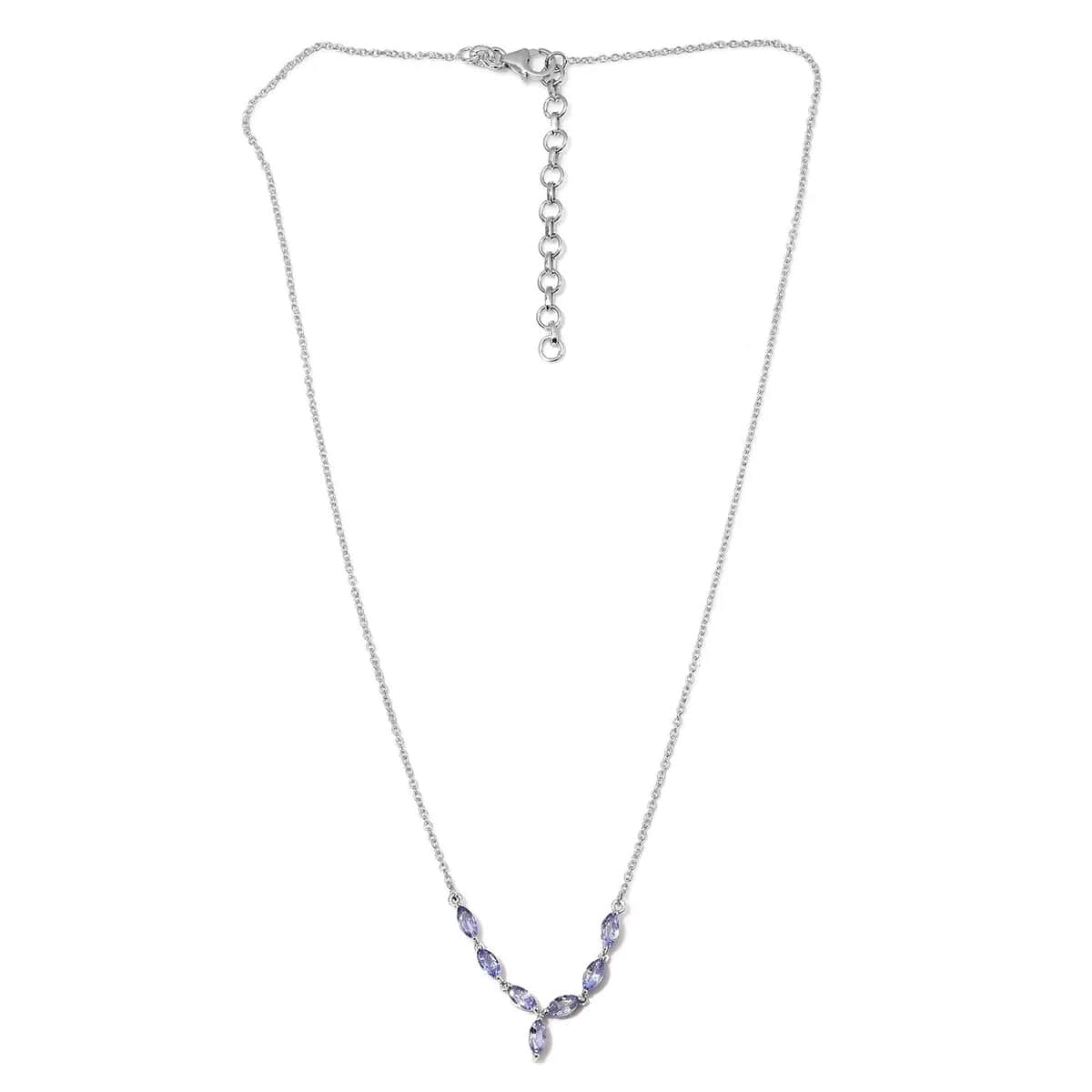 Tanzanite 1.75 ctw Necklace in Platinum Plated Sterling Silver, Tanzanite Drop Necklace, Tanzanite Silver Necklace, Wedding Gifts image number 4