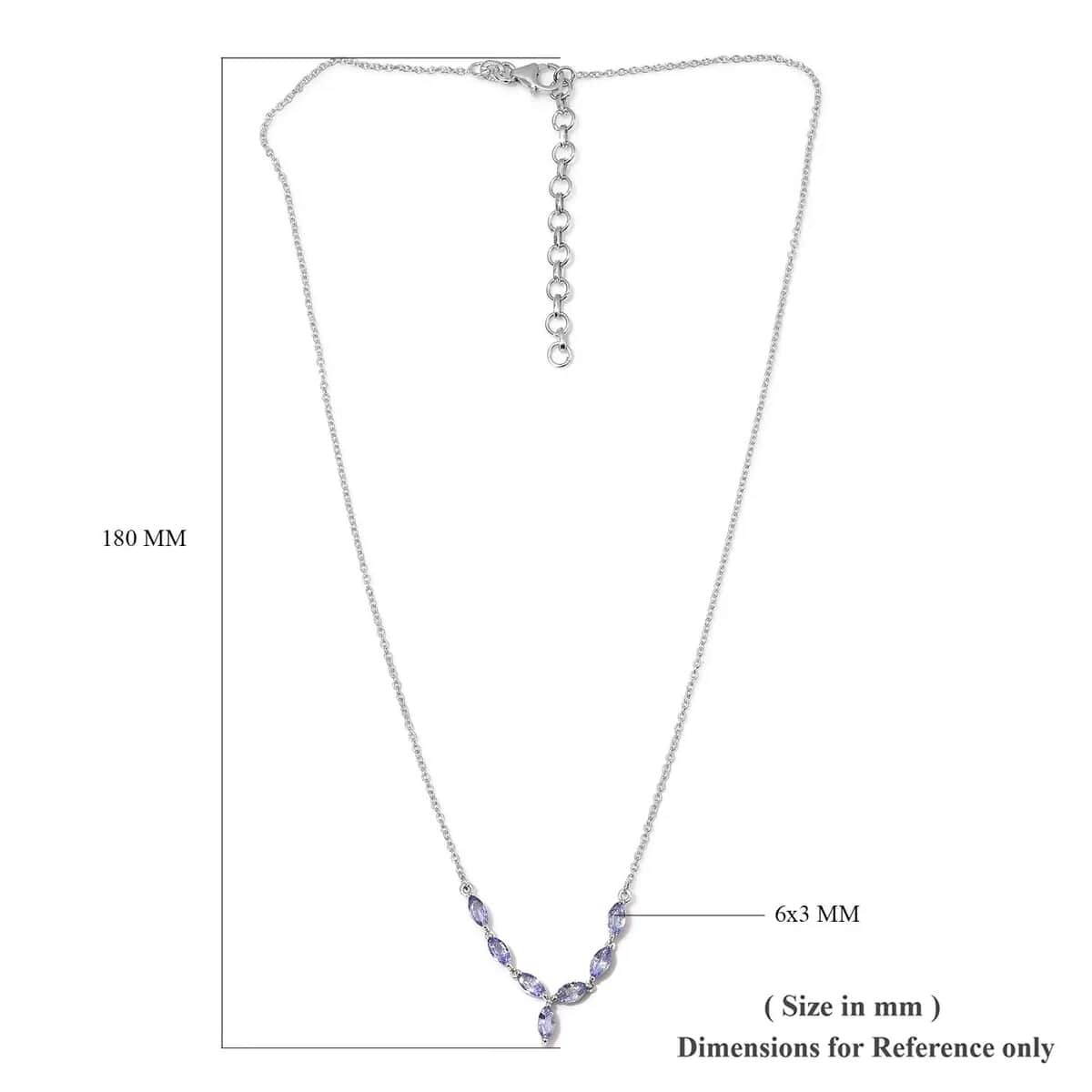 Tanzanite 1.75 ctw Necklace in Platinum Plated Sterling Silver, Tanzanite Drop Necklace, Tanzanite Silver Necklace, Wedding Gifts image number 6