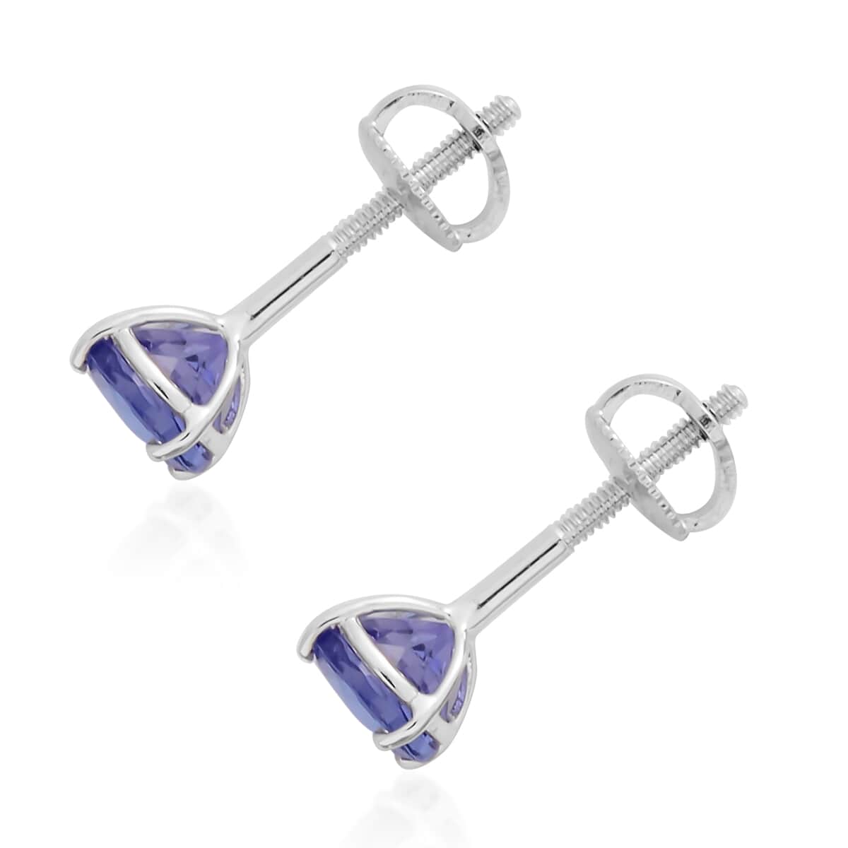 AA Tanzanite 0.90 cts Round Stud Earrings in 14K White Gold image number 2