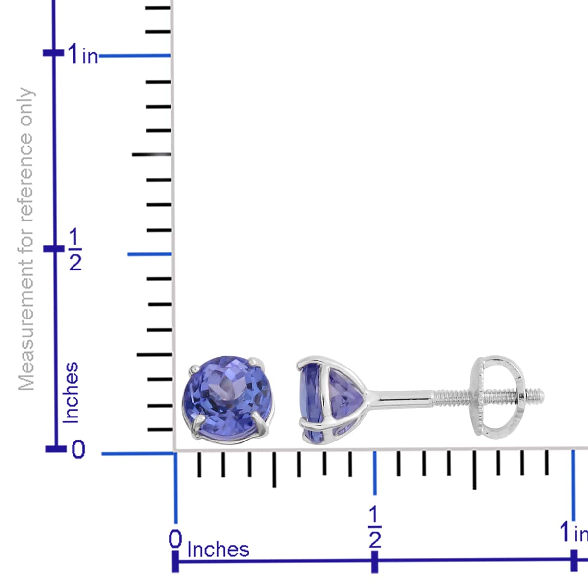 AA Tanzanite 0.90 cts Round Stud Earrings in 14K White Gold image number 3