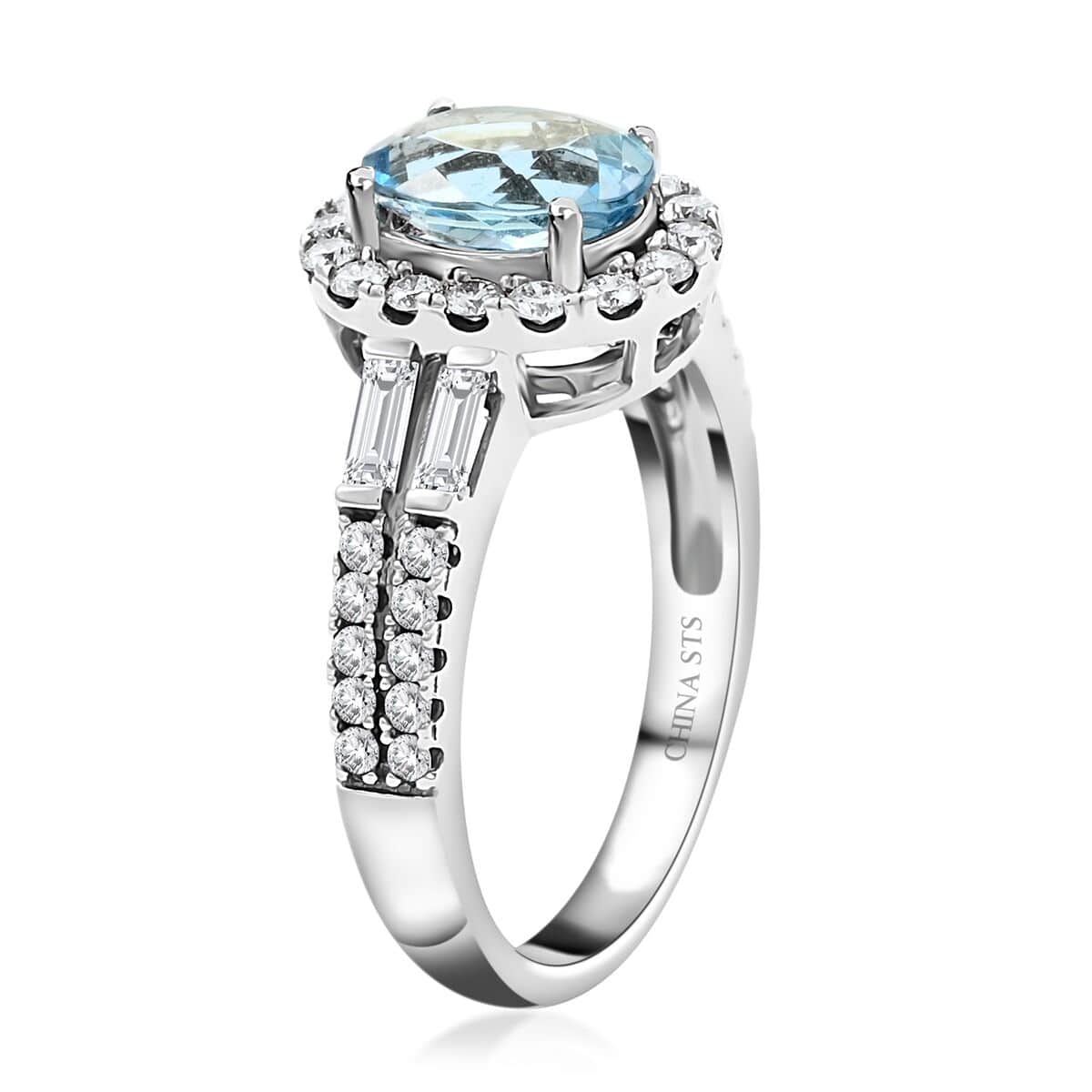 One Of A Kind Certified & Appraised Luxoro 14K White Gold Santa Maria Aquamarine and Diamond Halo Ring (Size 6.0) 1.70 ctw image number 3