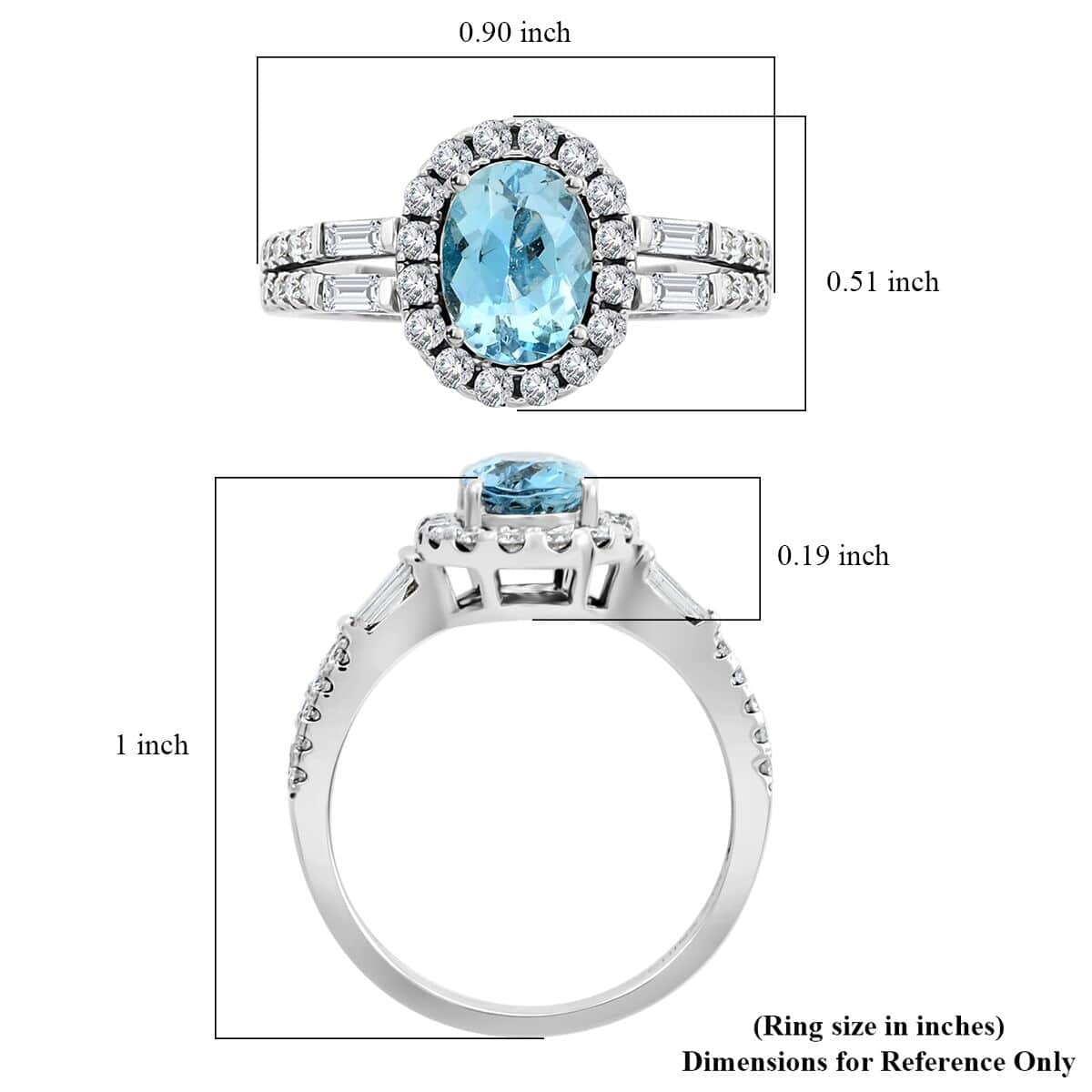 One Of A Kind Certified & Appraised Luxoro 14K White Gold Santa Maria Aquamarine and Diamond Halo Ring (Size 6.0) 1.70 ctw image number 5