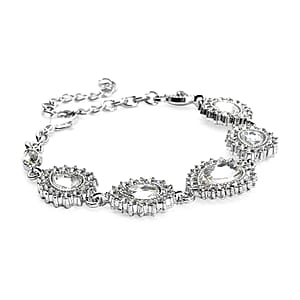 Glass, Austrian Crystal Bracelet (7.50-9.50In), Earrings and Necklace 20-22 Inches in Silvertone