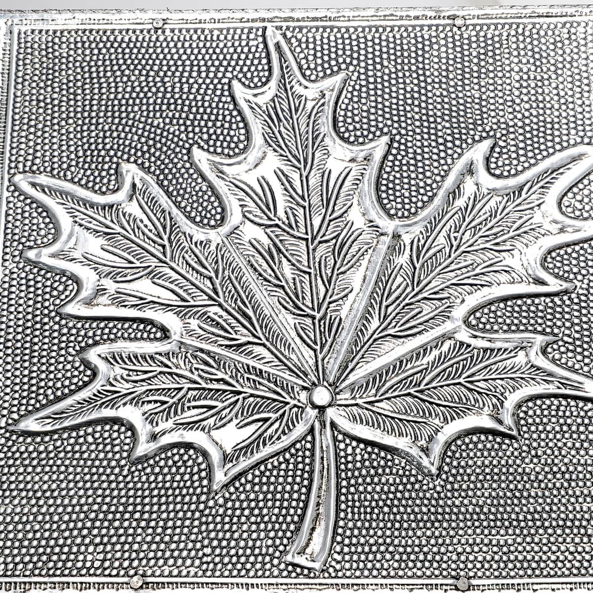 Aluminum Oxidized Maple Leaf Pattern Jewelry Box with Tray (7x5 in) image number 6
