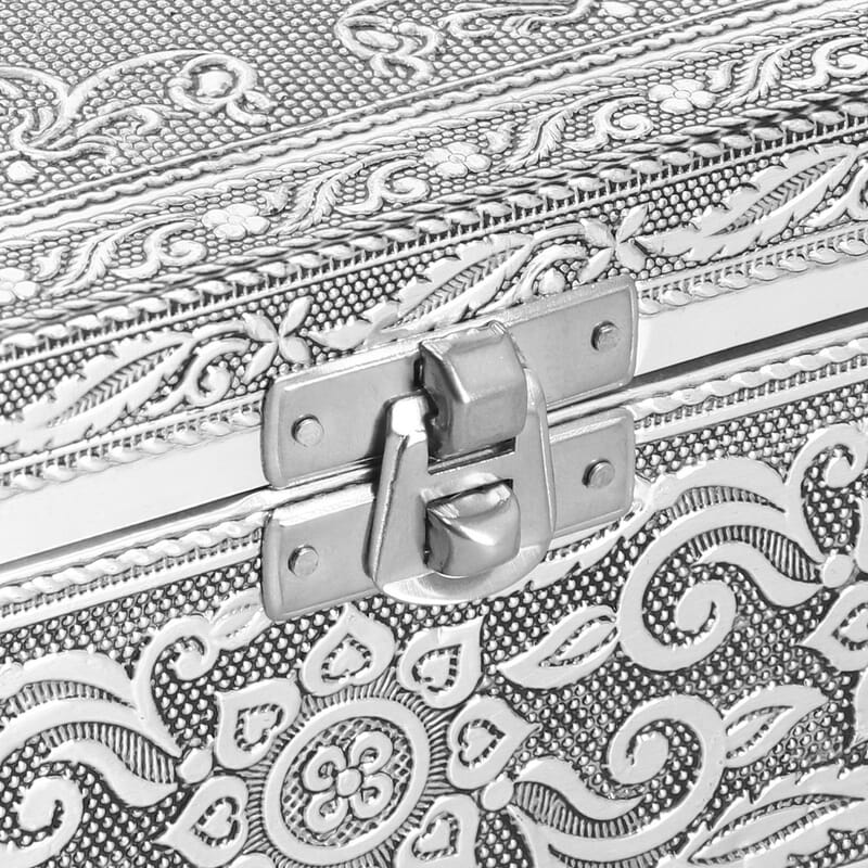 Aluminum Oxidized Elephant Pattern Jewelry Box with Tray