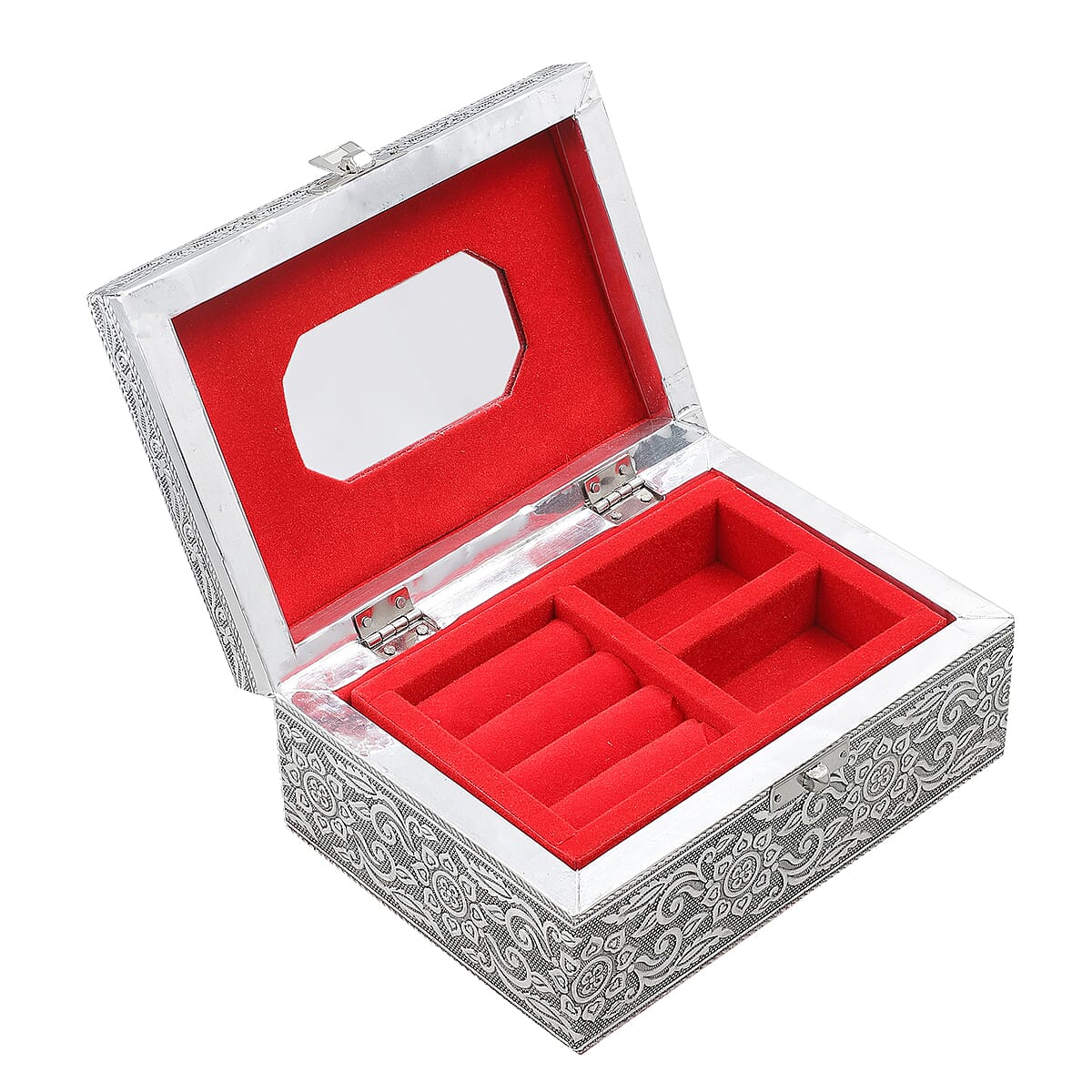 Aluminum Oxidized Panda Pattern Jewelry Box with Tray image number 2